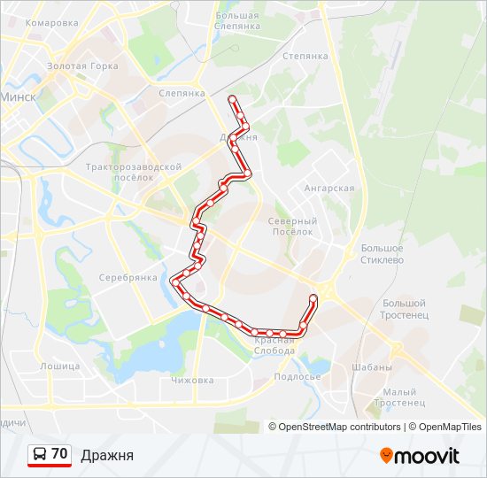 Автобус 70: карта маршрута