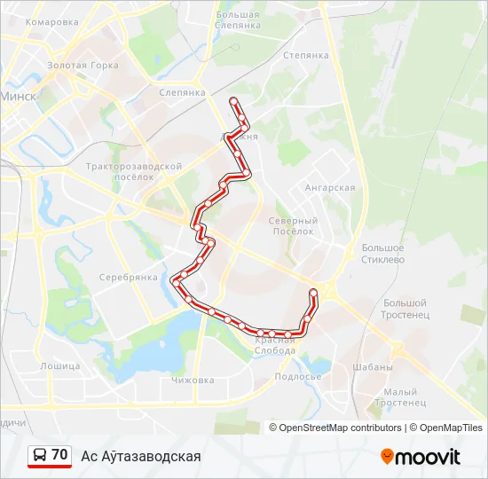 70 Bus Line Map