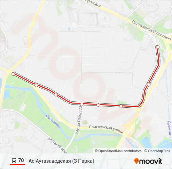 Автобус 70: карта маршрута