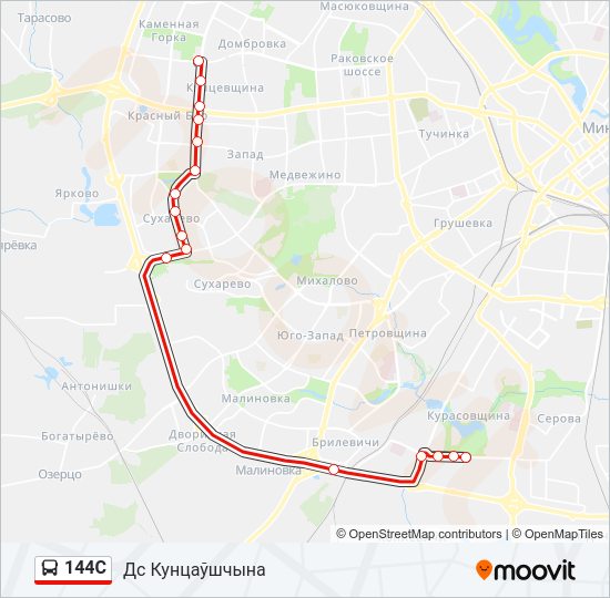 Автобус 144С: карта маршрута