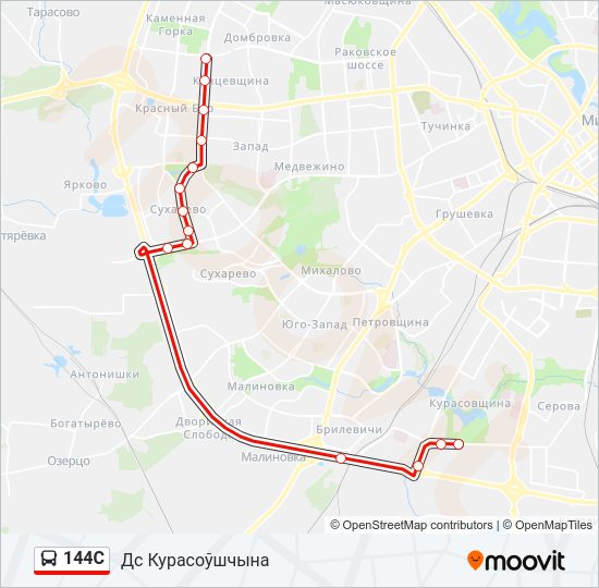 Автобус 144С: карта маршрута