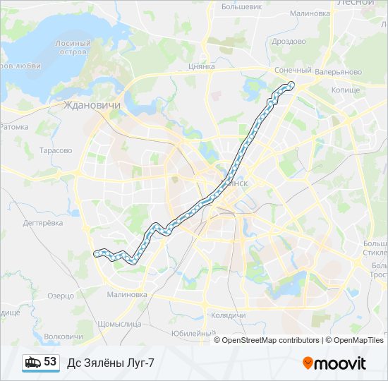 53 trolleybus Line Map