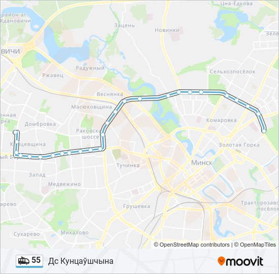 Троллейбус 55: карта маршрута