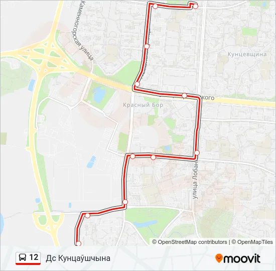 Автобус 12: карта маршрута