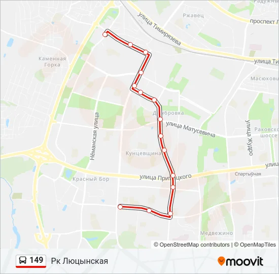 Автобус 149: карта маршрута
