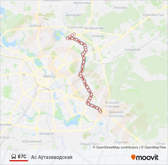 Автобус 87С: карта маршрута