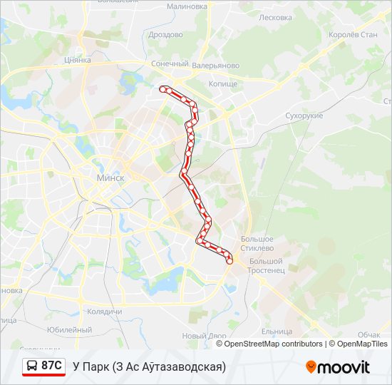 Автобус 87С: карта маршрута