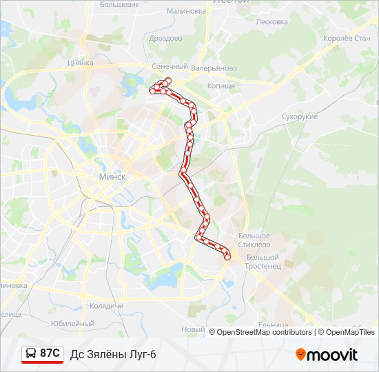 Автобус 87С: карта маршрута