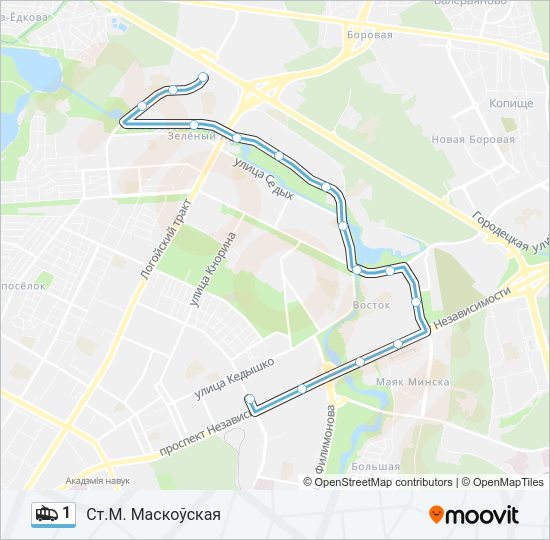 Троллейбус 1: карта маршрута