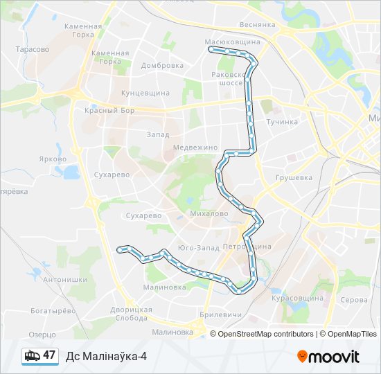 47 trolleybus Line Map