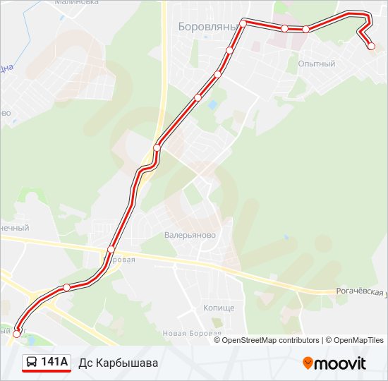 Автобус 141А: карта маршрута
