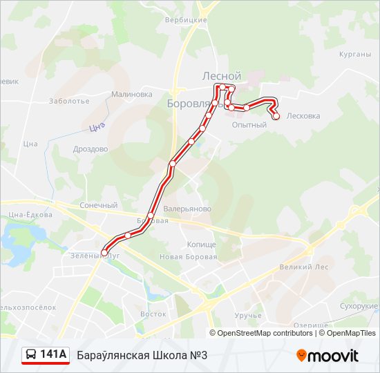 Автобус 141А: карта маршрута