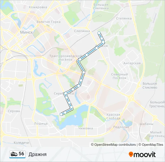 56 Trolleybus Line Map