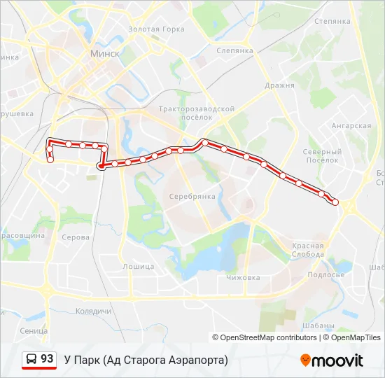 Автобус 93: карта маршрута