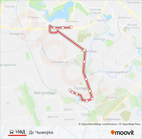 108Д Bus Line Map