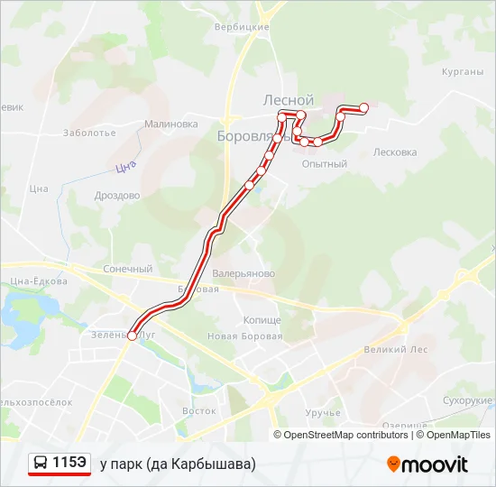 Автобус 115Э: карта маршрута