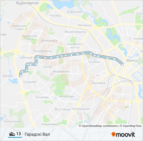 Троллейбус 13: карта маршрута