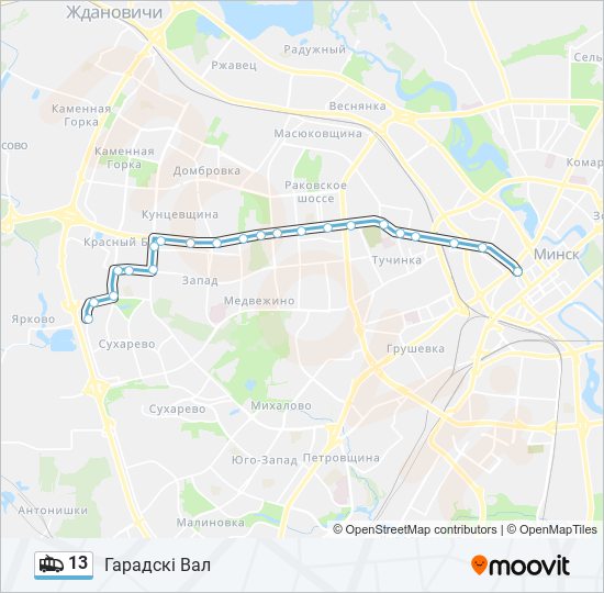 13 trolleybus Line Map