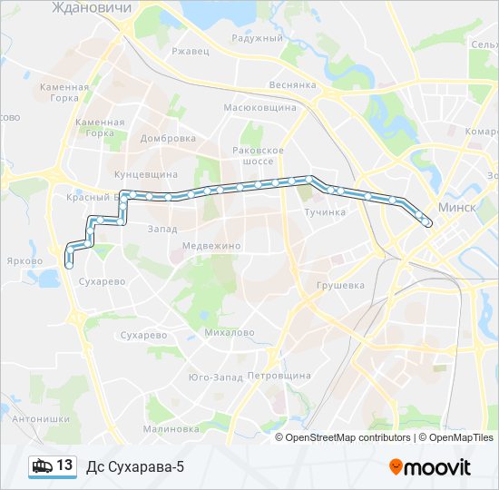 Троллейбус 13: карта маршрута
