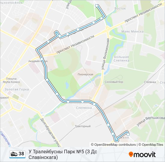 Троллейбус 38: карта маршрута