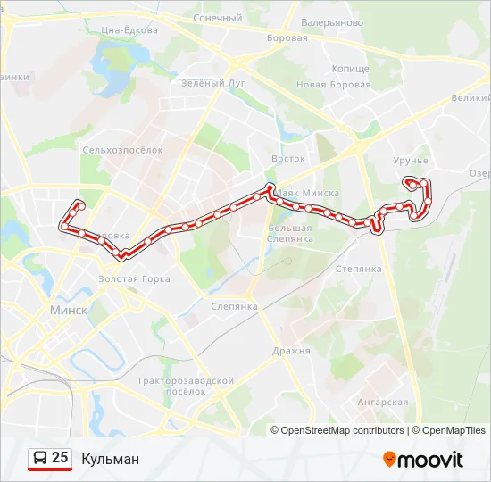 Автобус 25: карта маршрута