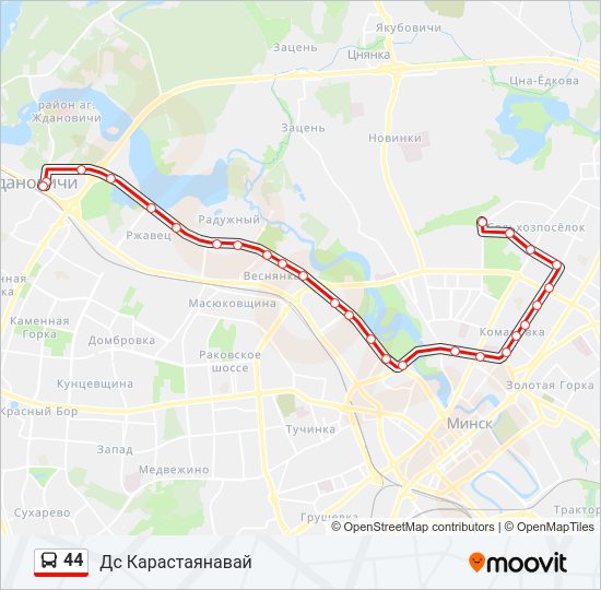 Автобус 44: карта маршрута