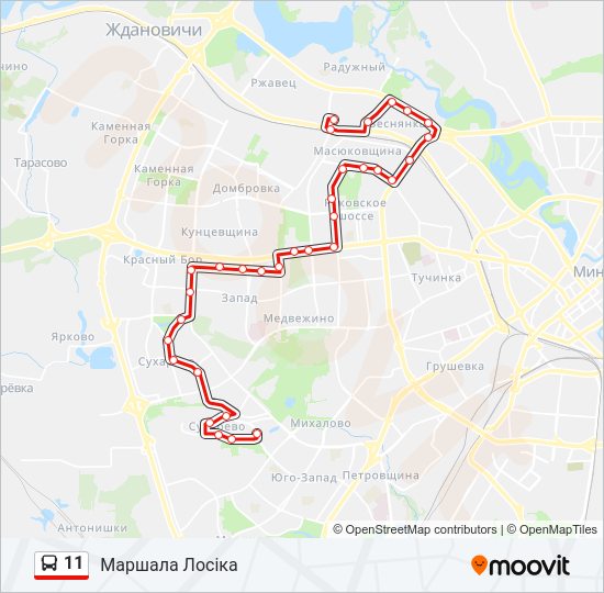 Автобус 11: карта маршрута