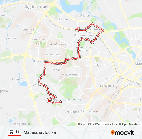 Автобус 11: карта маршрута