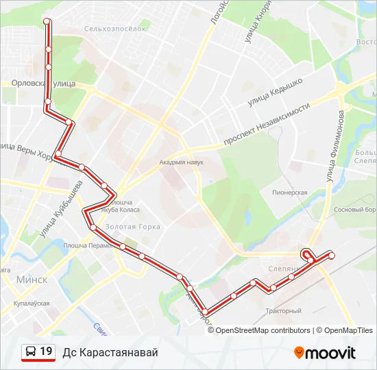 Автобус 19: карта маршрута