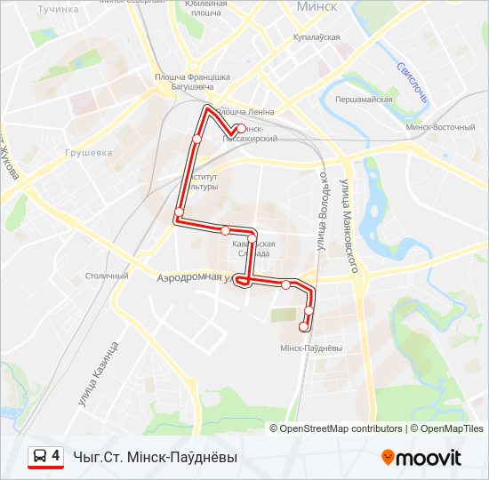 Автобус 4: карта маршрута