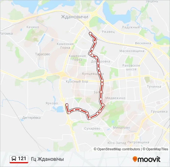 Автобус 121: карта маршрута