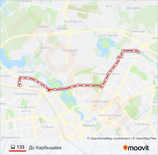 Автобус 133: карта маршрута