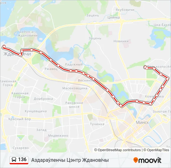 Автобус 136: карта маршрута