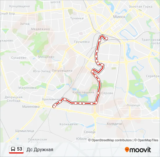 Автобус 53: карта маршрута