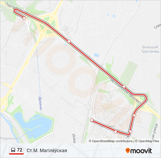 Автобус 72: карта маршрута