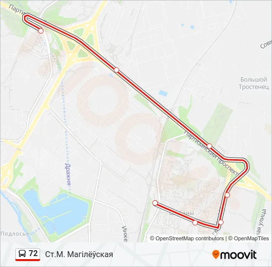 Автобус 72: карта маршрута