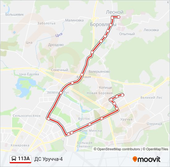 Автобус 113A: карта маршрута