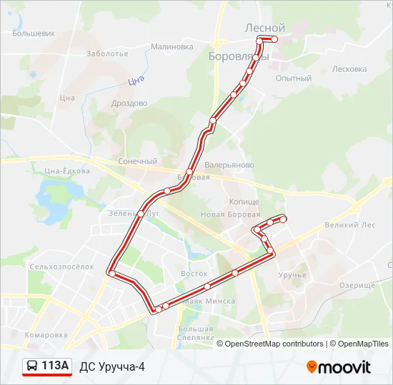 Автобус 113A: карта маршрута
