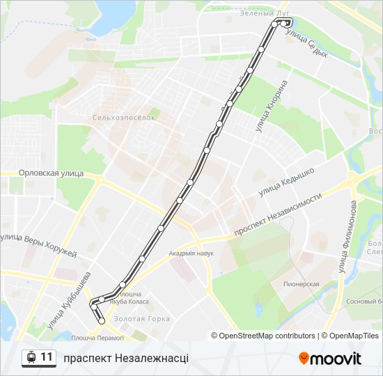 Трамвай 11: карта маршрута