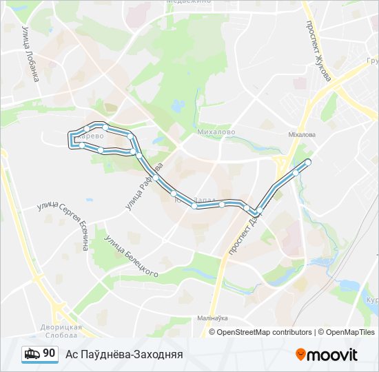 90 trolleybus Line Map