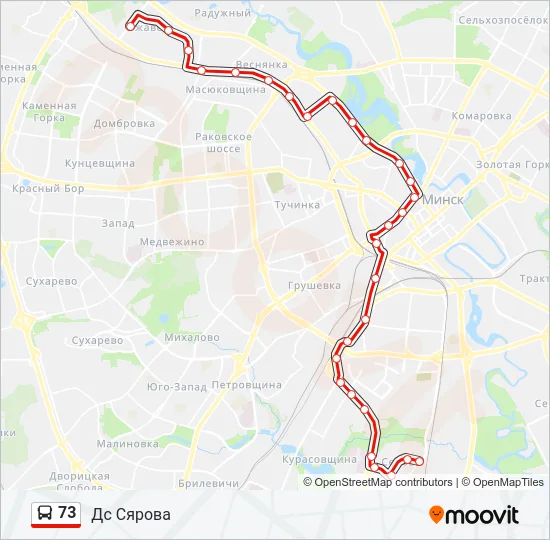Автобус 73: карта маршрута