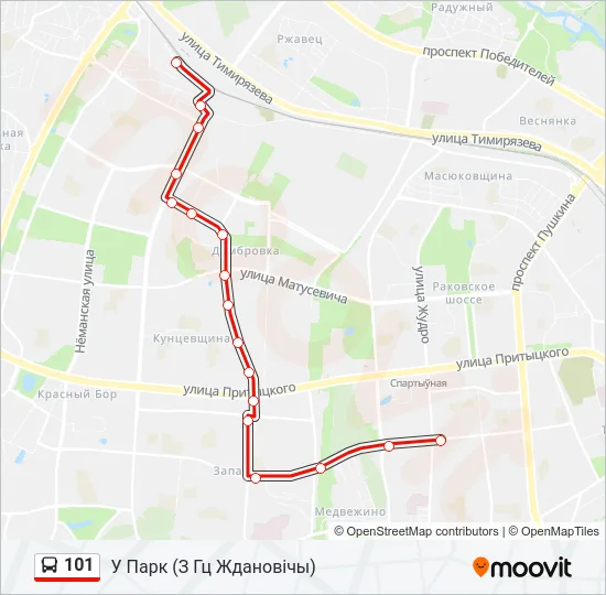 Автобус 101: карта маршрута