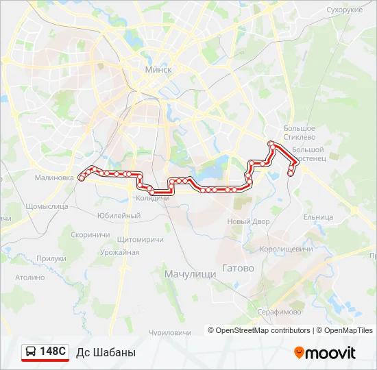 Автобус 148С: карта маршрута