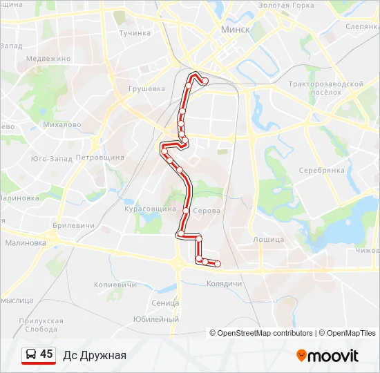 Автобус 45: карта маршрута