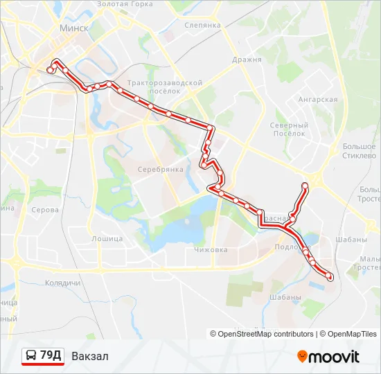 Автобус 79Д: карта маршрута