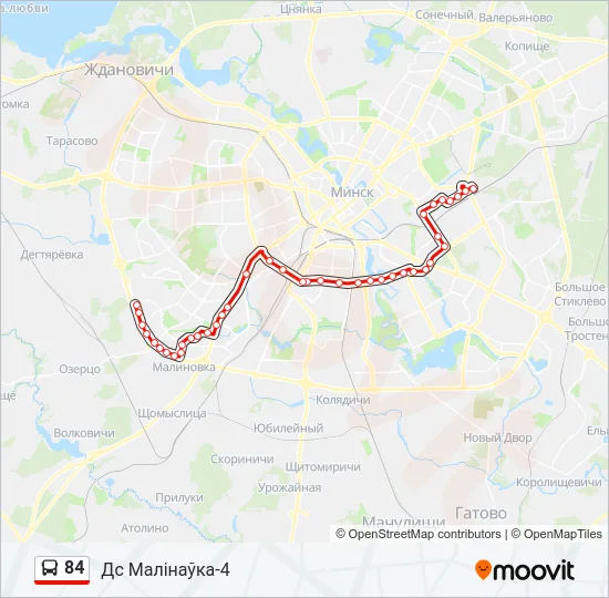 Автобус 84: карта маршрута