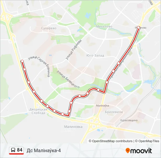Автобус 84: карта маршрута