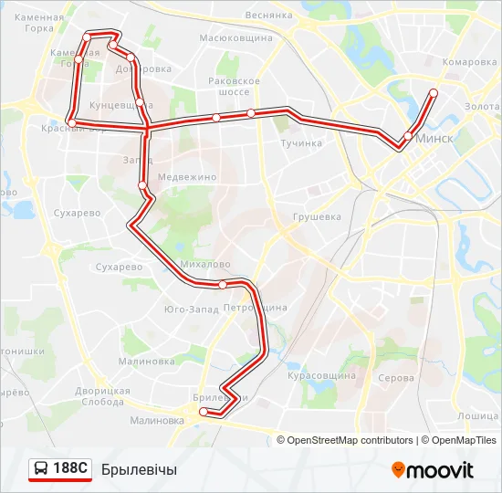 Автобус 188С: карта маршрута