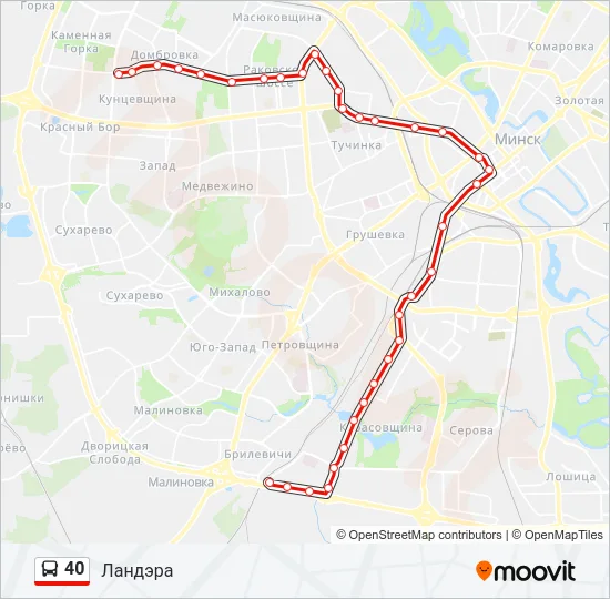 Автобус 40: карта маршрута