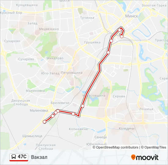 Автобус 47С: карта маршрута